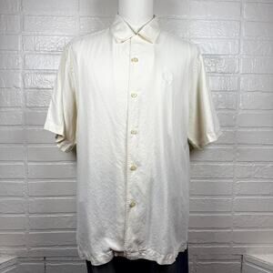 Tommy Bahama Mickey Mouse Shirt Mens XL Ivory 100% Silk Embroidered Original Fit